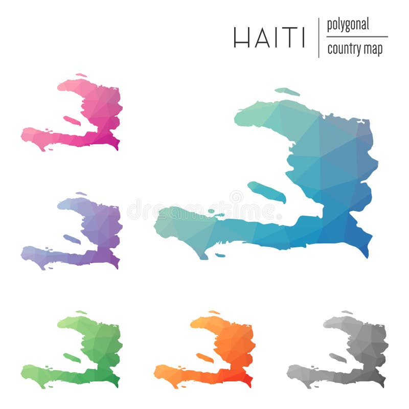 Set of vector polygonal Haiti maps. vector illustration
