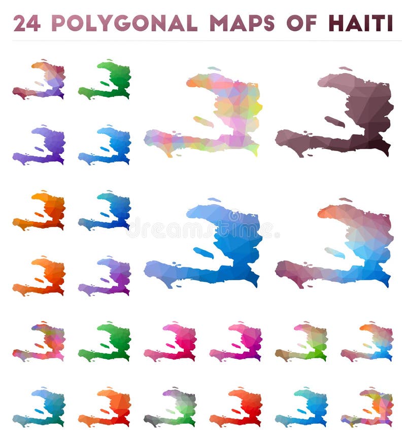 Set of vector polygonal maps of Haiti. royalty free illustration