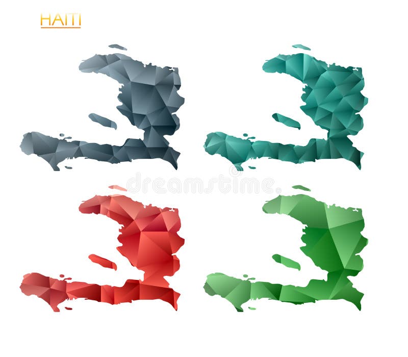 Set of vector polygonal maps of Haiti. vector illustration