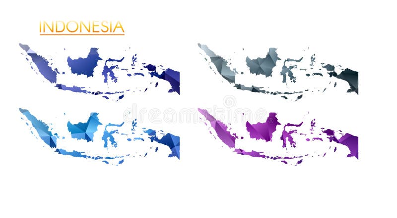 Set of Vector Polygonal Maps of Indonesia. Stock Vector - Illustration of graphic, asia: 262074960