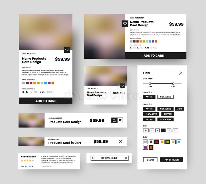 Set of Vector Product UI Cards for Mobile App Stores Stock Vector