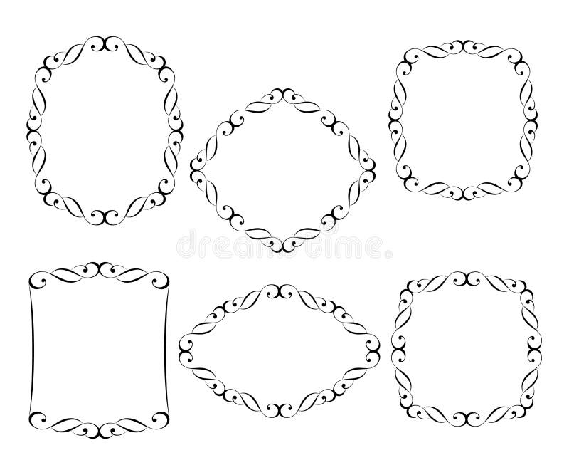 Set Vector Retro Frames .Vector Illustration.Black White. Stock ...