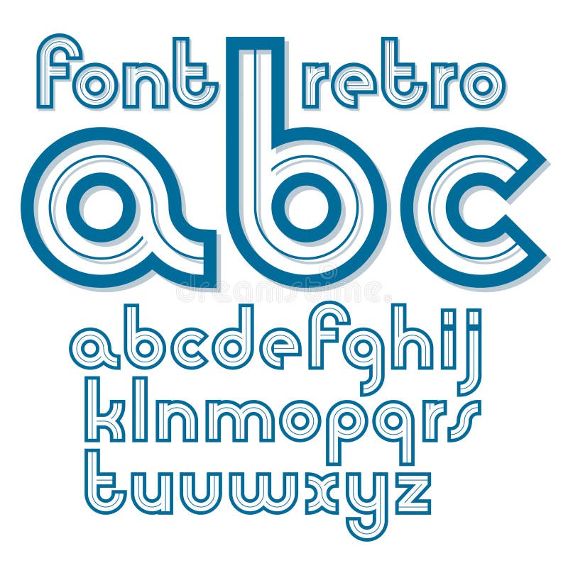 Set of Vector Retro Old Lower Case English Alphabet Letters, Can Stock