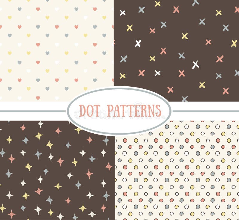 Set of vector seamless cute retro patterns. royalty free illustration