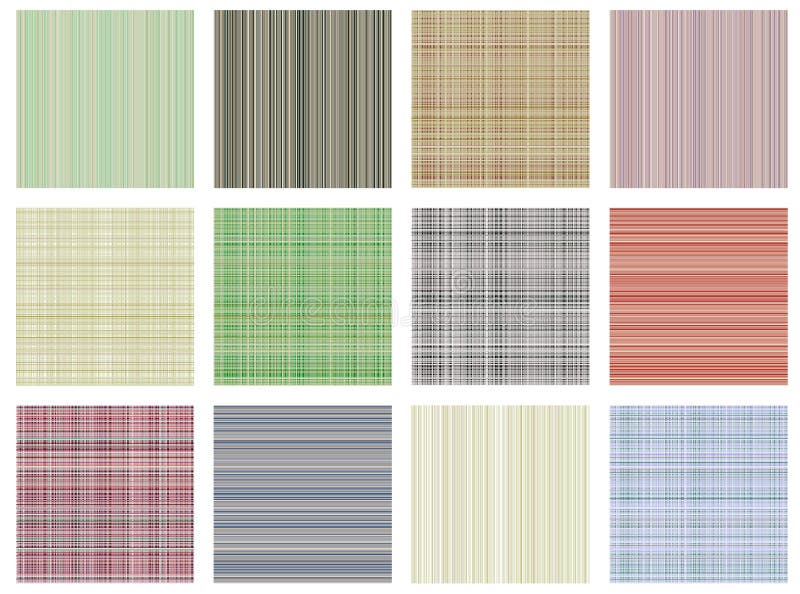Set of vector seamless textures. Pastel different checkered, lined backgrounds in pastel colors, fabric swatch samples texture of royalty free illustration Set of vector seamless textures. Pastel different checkered, lined backgrounds in pastel colors, fabric swatch samples texture of royalty free illustration
