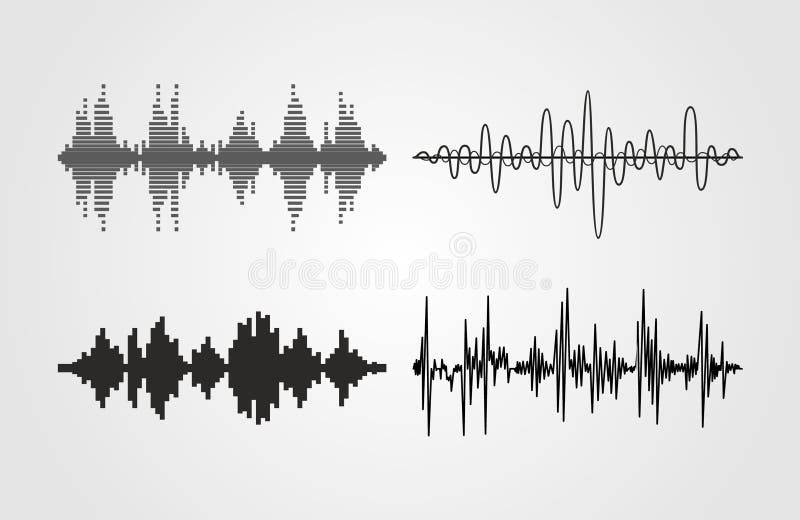 Set of vector sound waves. Audio equalizer technology, pulse musical. vector illustration
