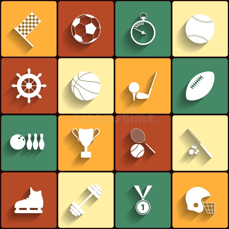 Set of Vector Sport Icons in Flat Design Stock Vector Illustration of fitness, baseball 38120926