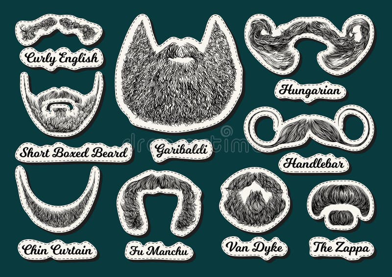 Set Of Vector Stickers With Beards And Mustaches Stock Vector