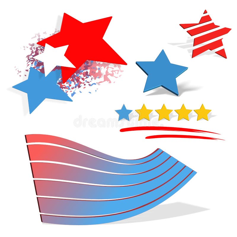 Set of Vector Stylized Flags and Stars Stock Vector - Illustration of ...