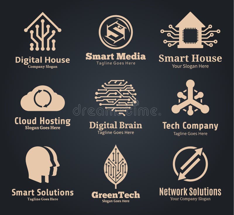 Set of vector technology, network and computer science logo vector illustration
