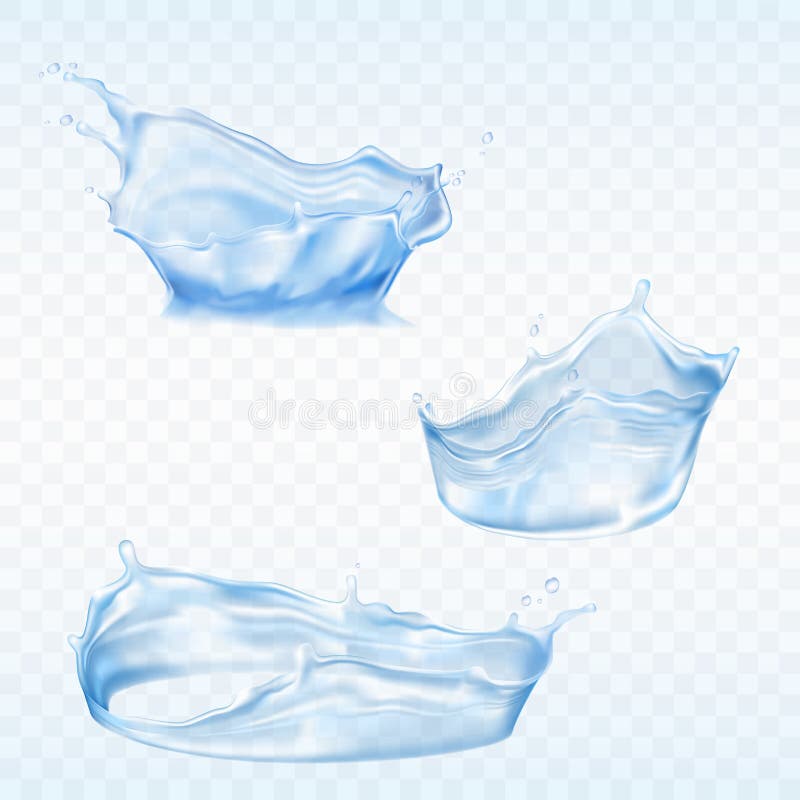Set of vector water splashes in realistic style