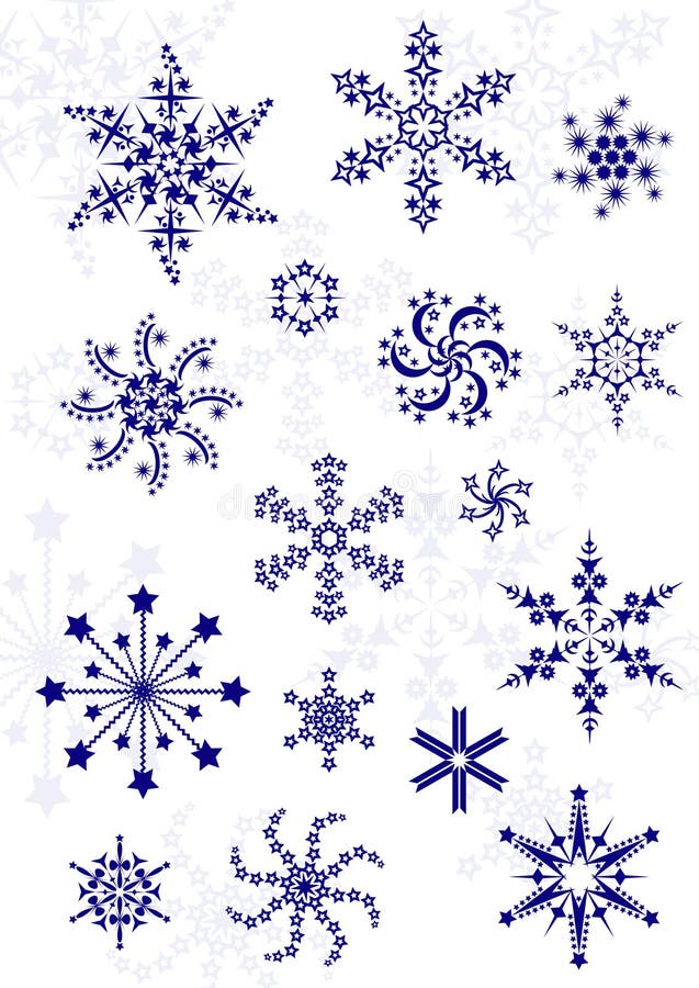 Set verschiedene Schneeflocken vektor abbildung