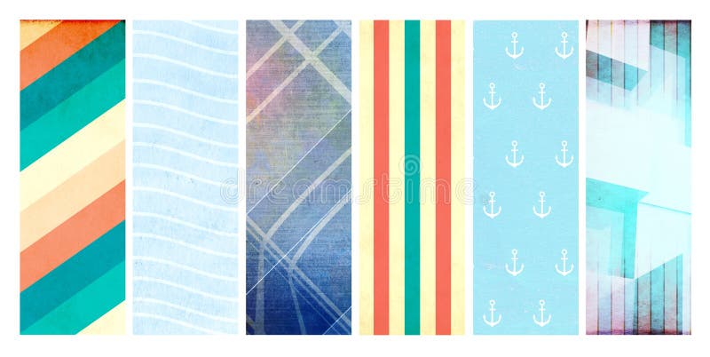 Set of vertical or horizontal banner with Nautical theme and retro pattern. Collection of background with vintage paper. Copy stock images