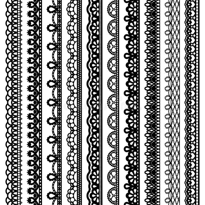 Lace Pattern Elements. Vintage Seamless Figured Lace Borders, Beautiful  Wedding Lace Decoration Stock Illustration - Illustration of delicate,  wedding: 210339062