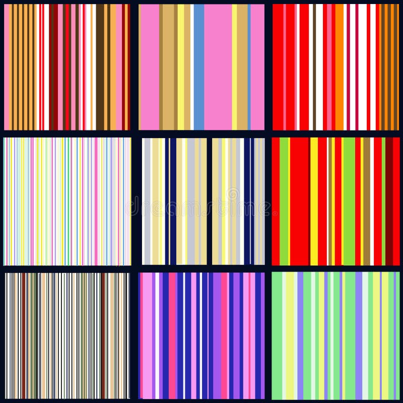 Set of vertical striped patterns