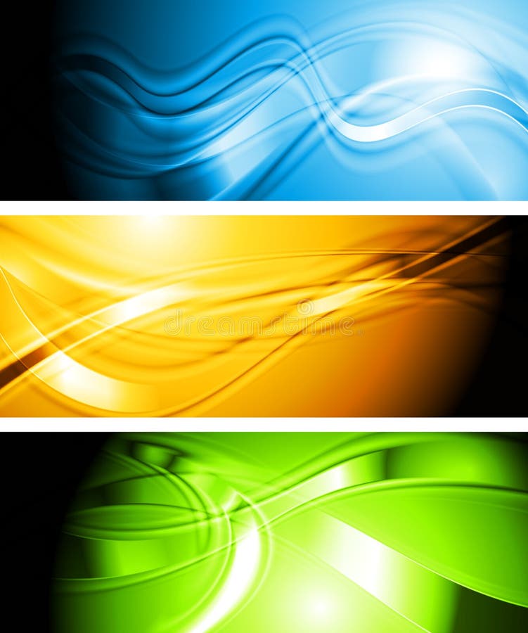 Set Of Vibrant Wavy Banners Stock Vector Illustration Of Header Line