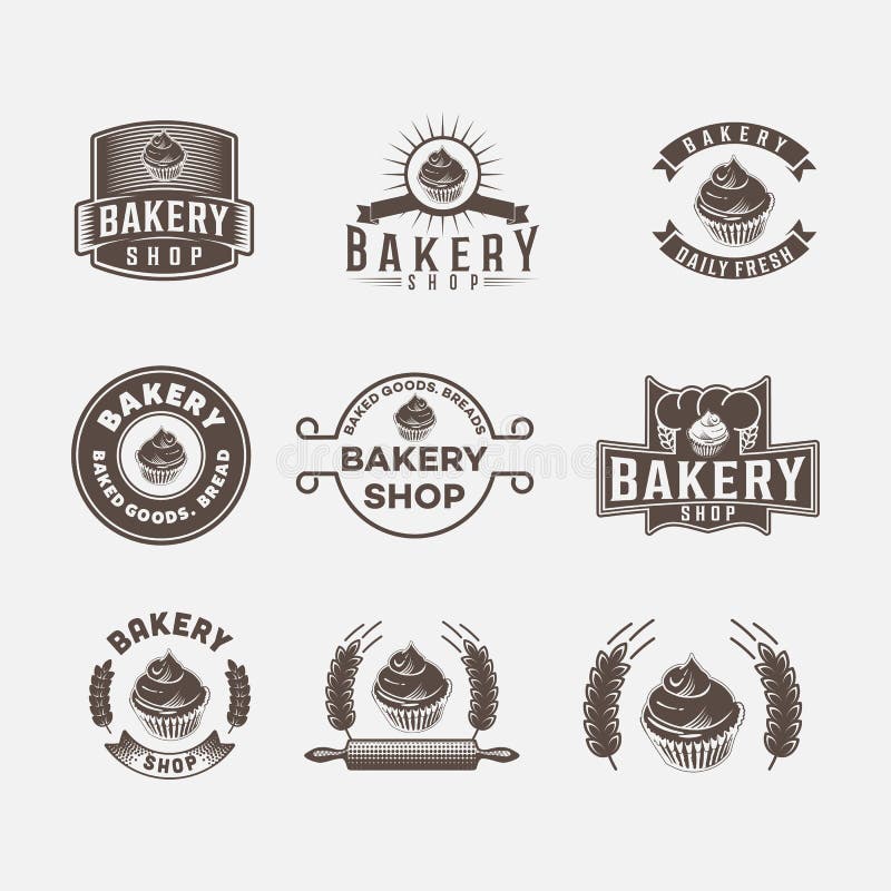 Set Vintage Bakery Logo Design. Vector Illustration Stock Vector ...