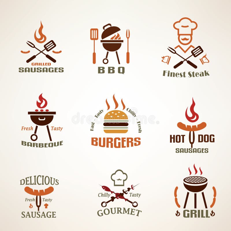 Set of vintage barbecue and grill labels vector illustration Set of vintage barbecue and grill labels vector illustration