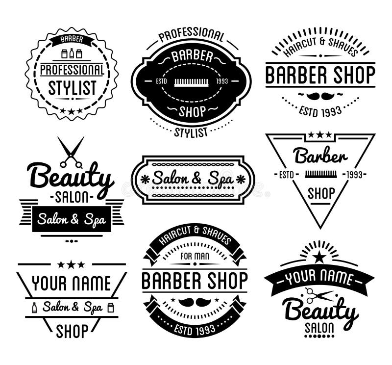 Set Vintage Barber Shop Logo And Beauty Spa Salon