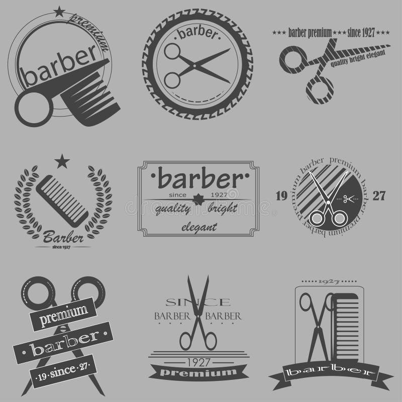 Set Vintage Barber Shop Logo Labels Badges And Design