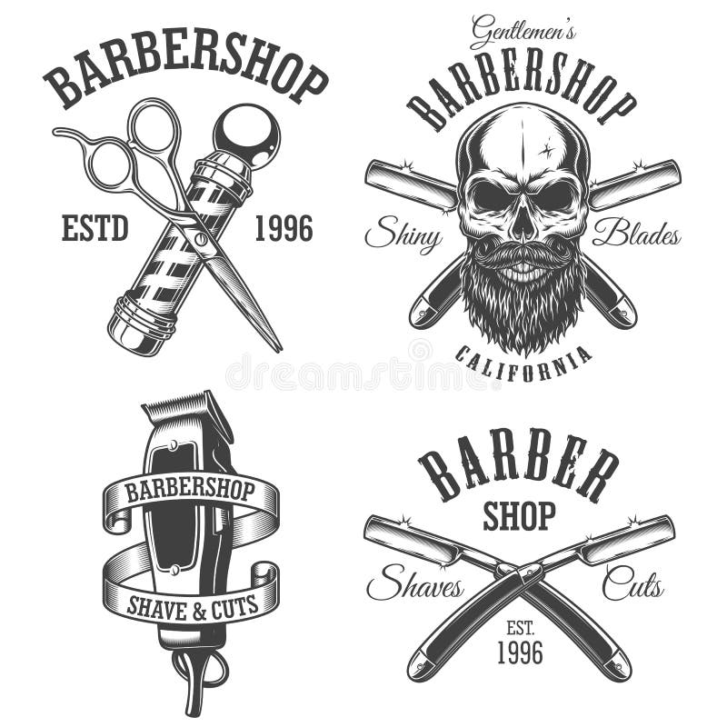 Set of vintage barbershop emblems