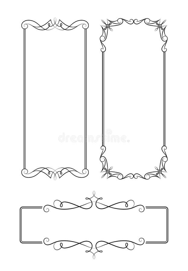 Set of vintage calligraphic rectangle frames vector illustration Set of vintage calligraphic rectangle frames vector illustration