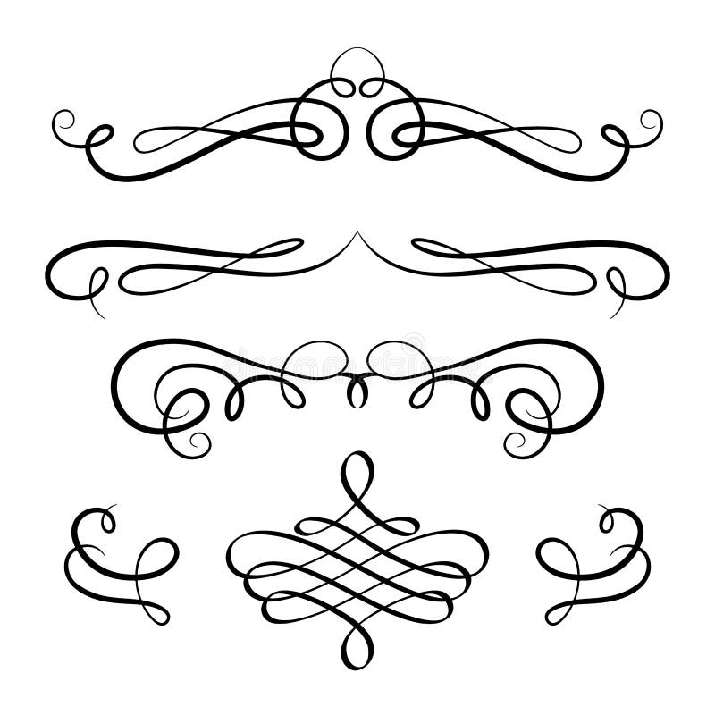 Download Set Of Vintage Calligraphic Vignettes And Flourishes Stock ...