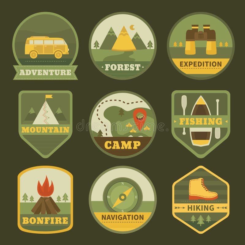 Set of vintage camping logos