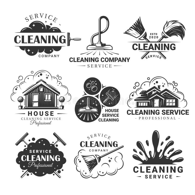 Set of Vintage Cleaning Service Labels Stock Vector Illustration of hygiene, service 260783140