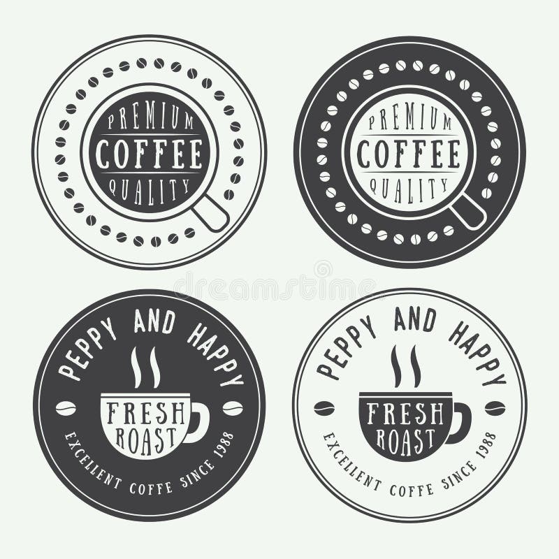 Set of Vintage Coffee Logos, Labels and Emblems with Cup, Dish and