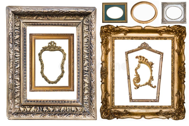 Set Vintage Frames with an Ornament Isolated on White. Retro Style