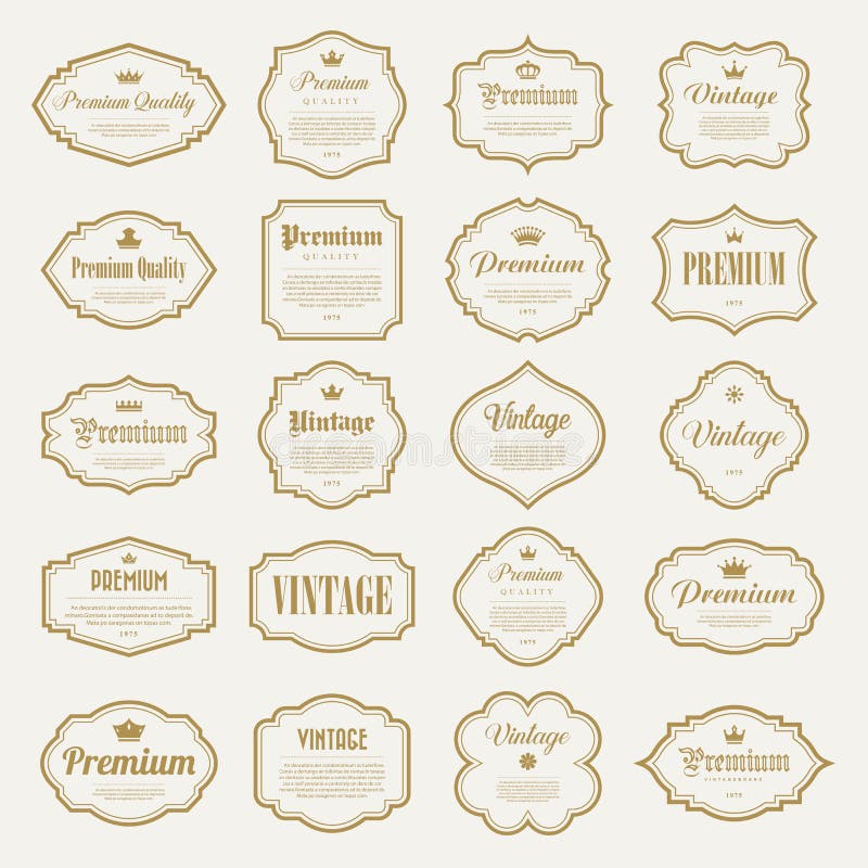 Set of vintage gold frame vector illustration