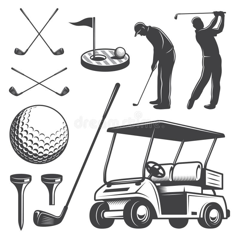 Set of vintage golf elements vector illustration
