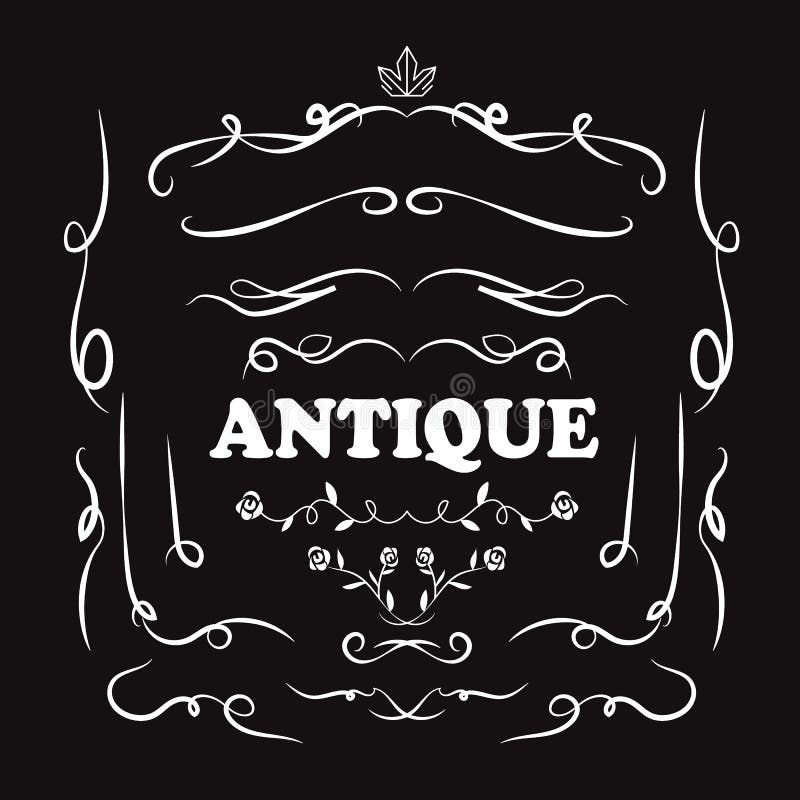 Set of vintage hand drawn line art retro antique deco design royalty free illustration Set of vintage hand drawn line art retro antique deco design royalty free illustration