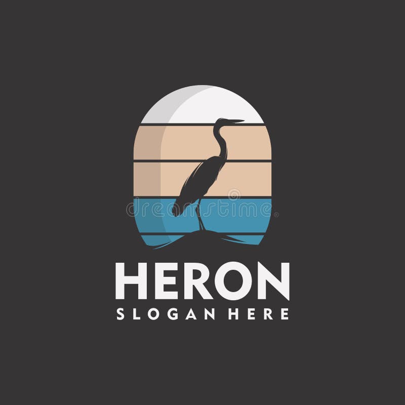 Set of Vintage Heron Logo Silhouette Style Stock Vector - Illustration ...