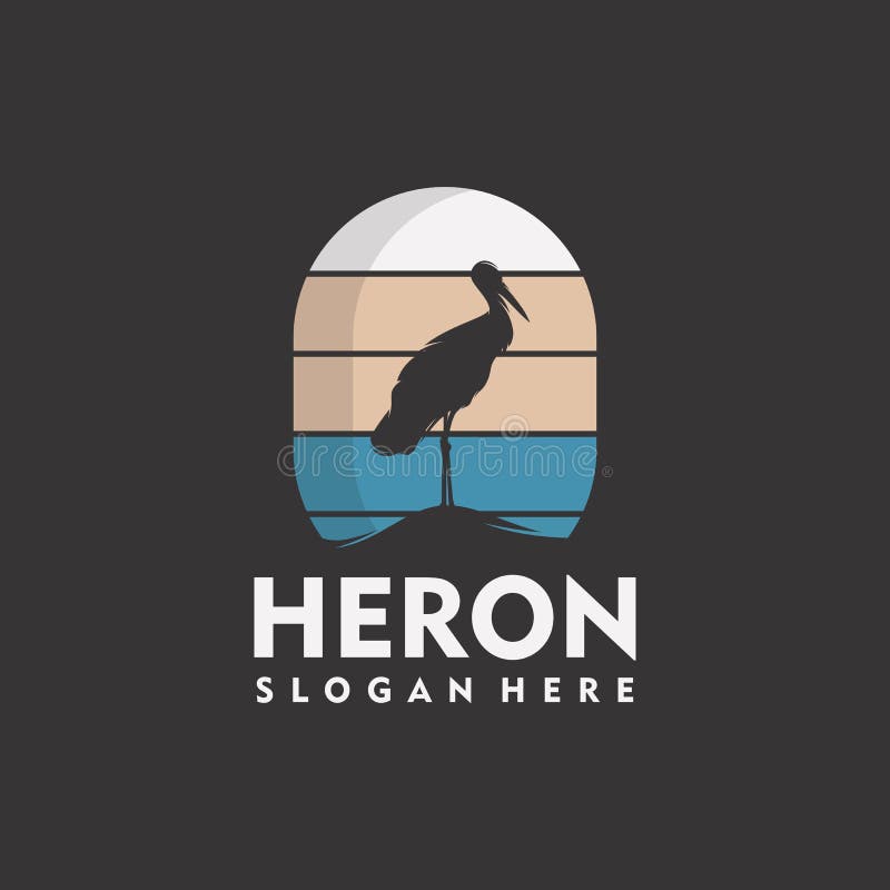 Set of Vintage Heron Logo Silhouette Style Stock Vector - Illustration ...