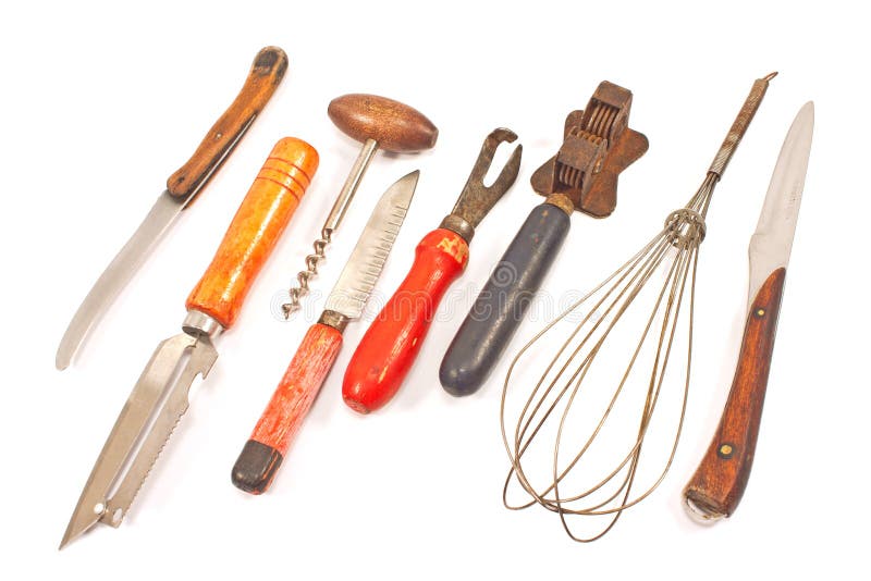 Set of Vintage Kitchen Utensils Isolated on White Stock Image Image