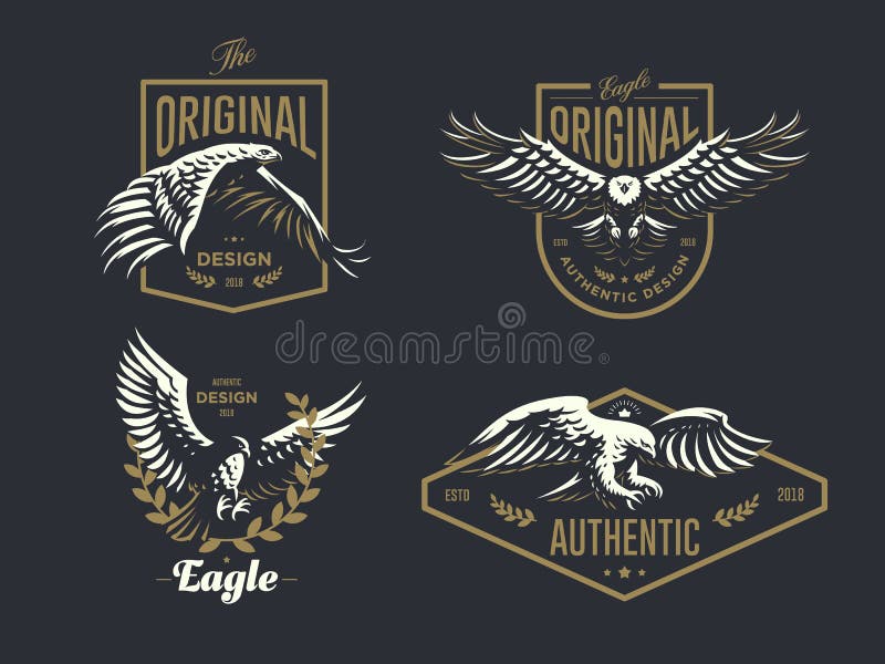 Set of the vintage logo with the eagle