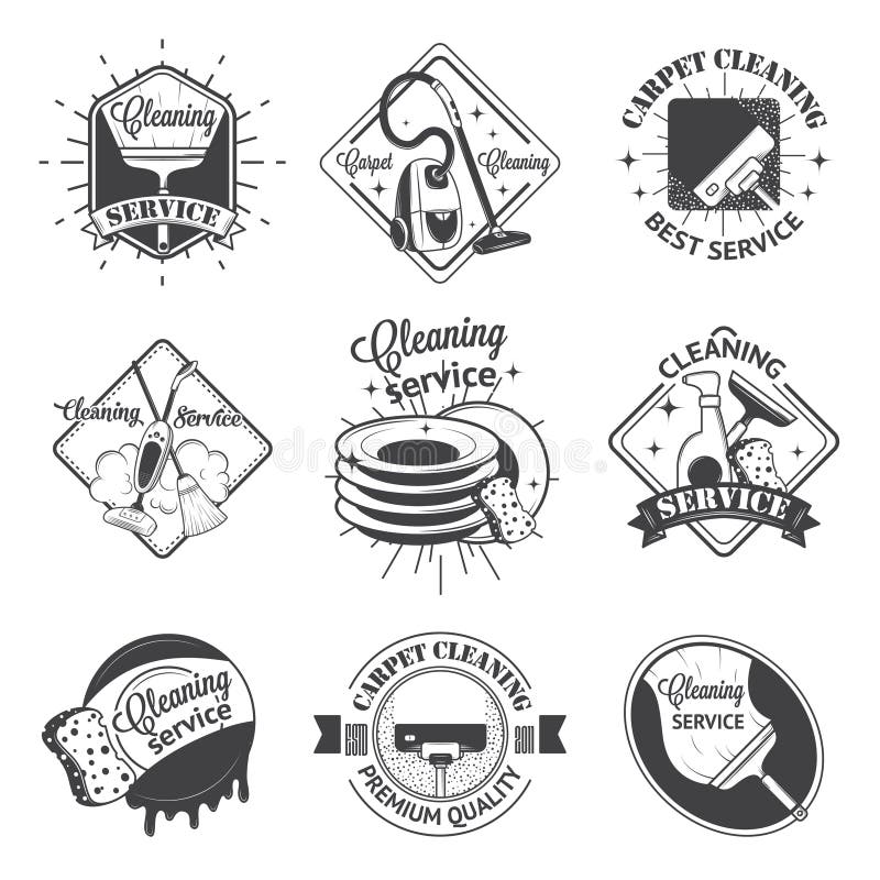 Set of Vintage Logos, Labels and Badges Cleaning Stock Vector ...