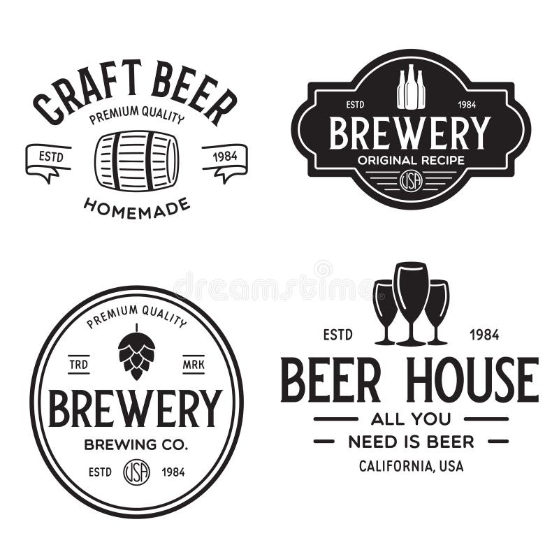 Set of vintage monochrome badge, logo templates and design elements for beer house royalty free illustration