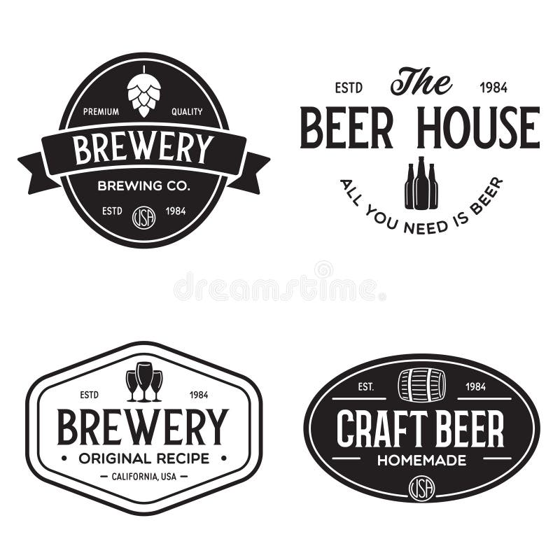 Set of vintage monochrome badge, logo templates and design elements for beer house royalty free illustration