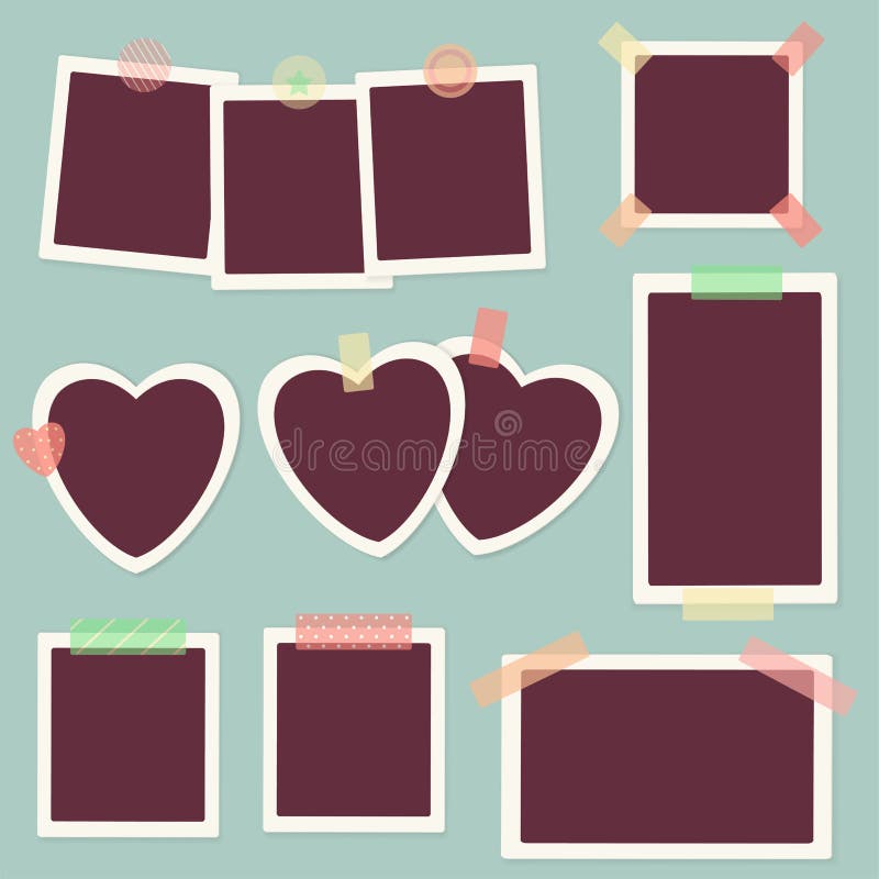 Photo Frame Set Photo Album Different Shape Picture Template Retro Polaroid  Card With Sticky Adhesive Tape Old Memories Elements Stock Illustration -  Download Image Now - iStock