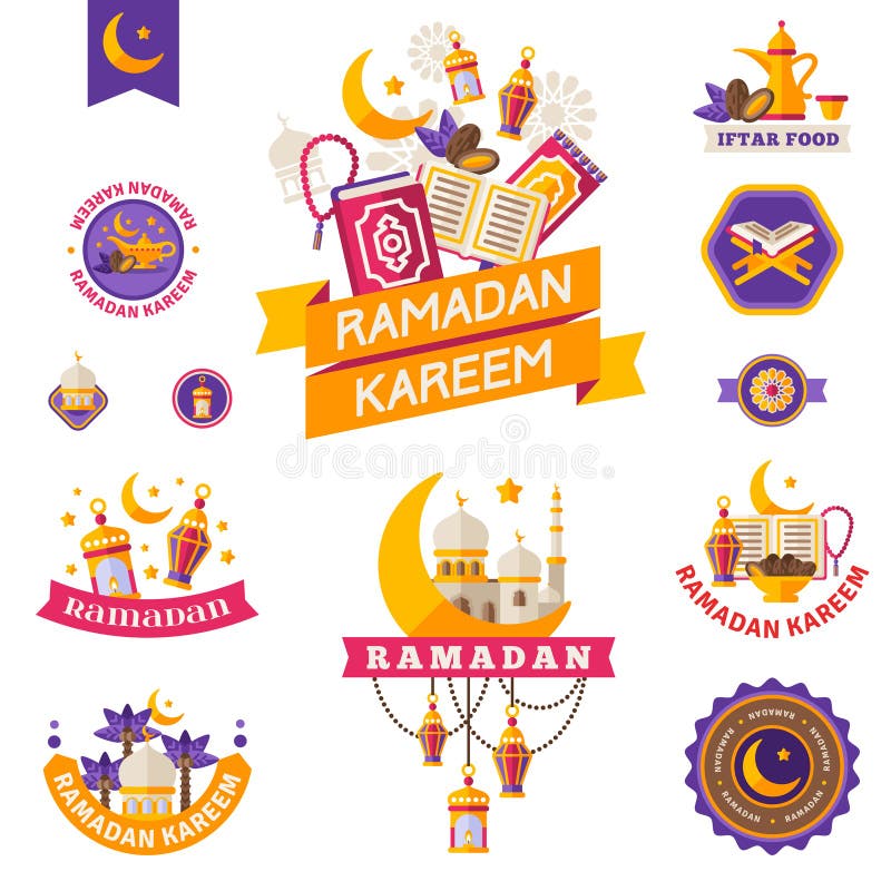 Set Of Vintage Ramadan Kareem Badges vector illustration Set Of Vintage Ramadan Kareem Badges vector illustration