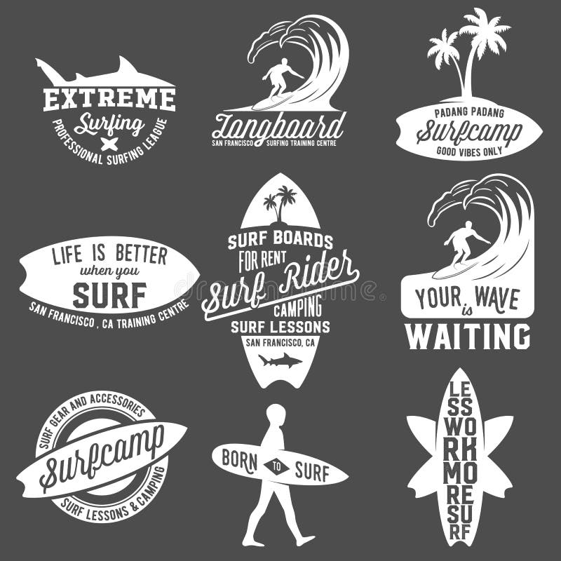 Set of Surfing Quotes. Hand Drawn Lettering Stock Vector - Illustration ...