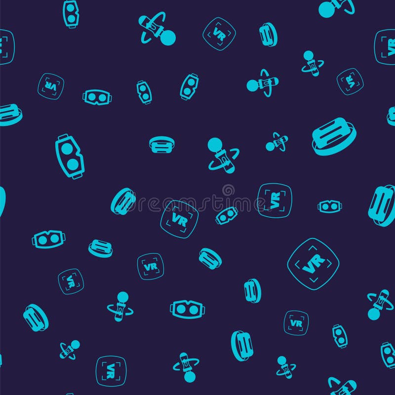 Set Virtual Reality Glasses, VR Controller Game and on Seamless Pattern ...
