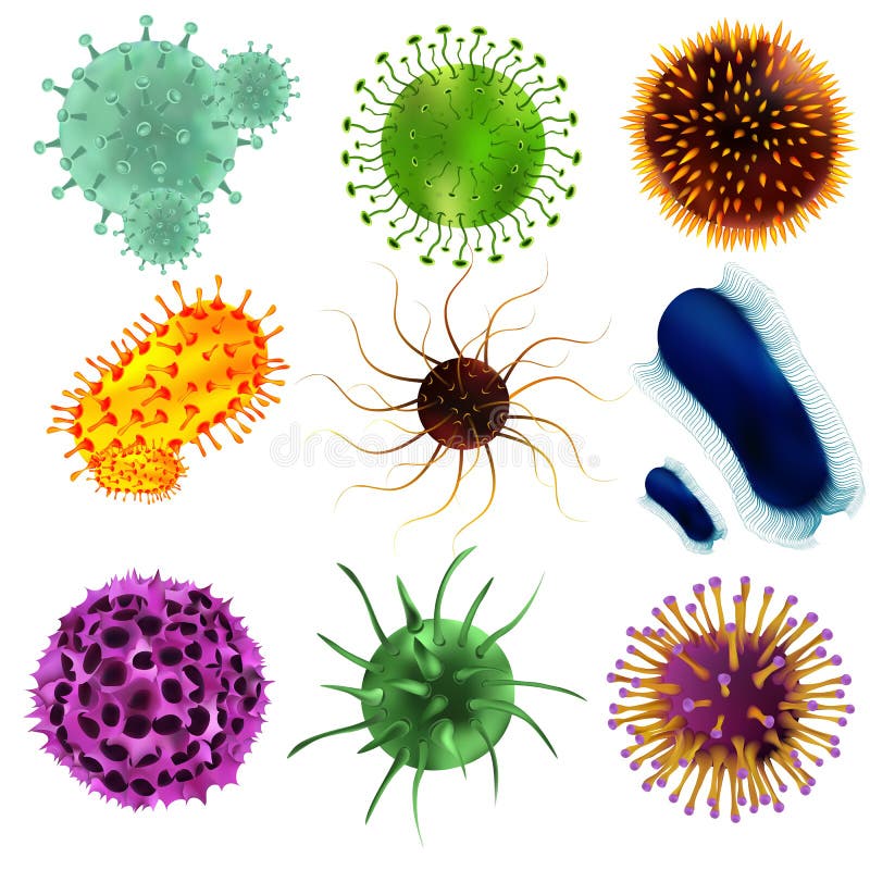 Set of Viruses and Bacteria Isolated Against a Blom Background. Viruses