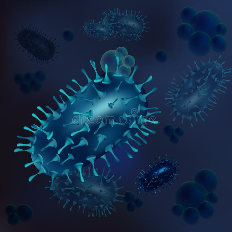 Set of Viruses and Bacteria Under the Microscope. Uninitiated Cellular