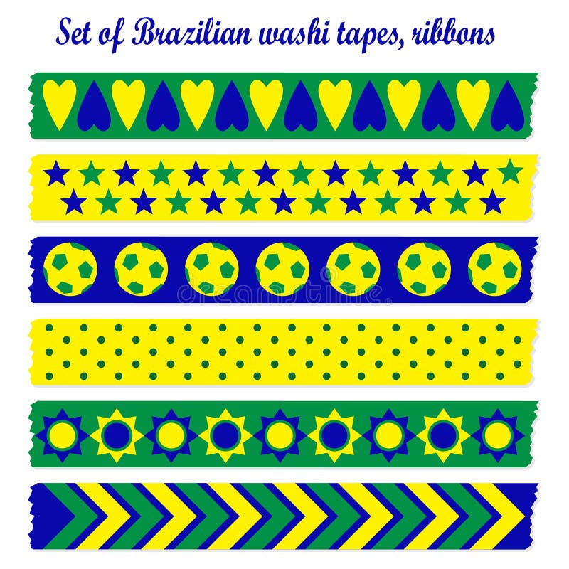 Set Of Washi Tapes, Ribbons In Brazilian Colors Stock Vector Image