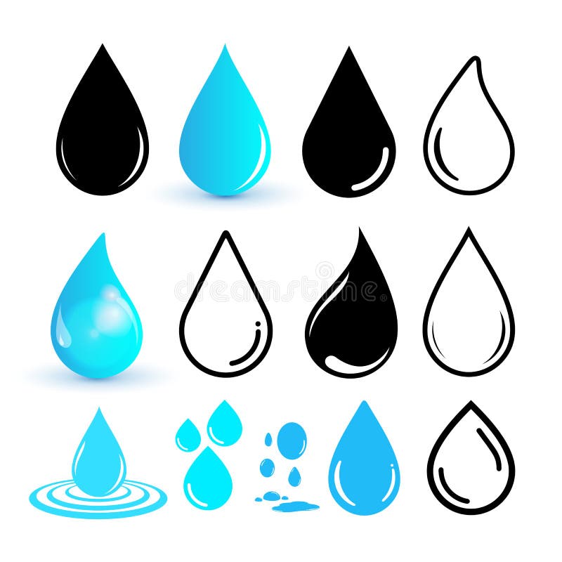 Set of water drop icon. Drop line icon. Flat design. Vector illustration. Isolated on white background royalty free illustration Set of water drop icon. Drop line icon. Flat design. Vector illustration. Isolated on white background royalty free illustration