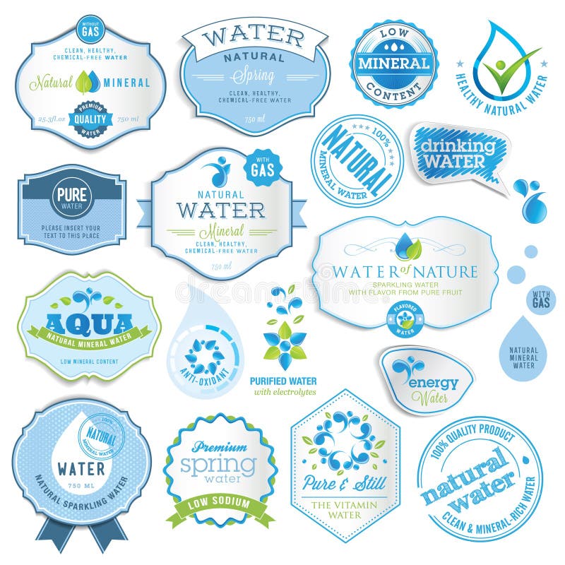 Set of water labels